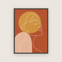Les yeux fermés – Affiche visage line art terracotta