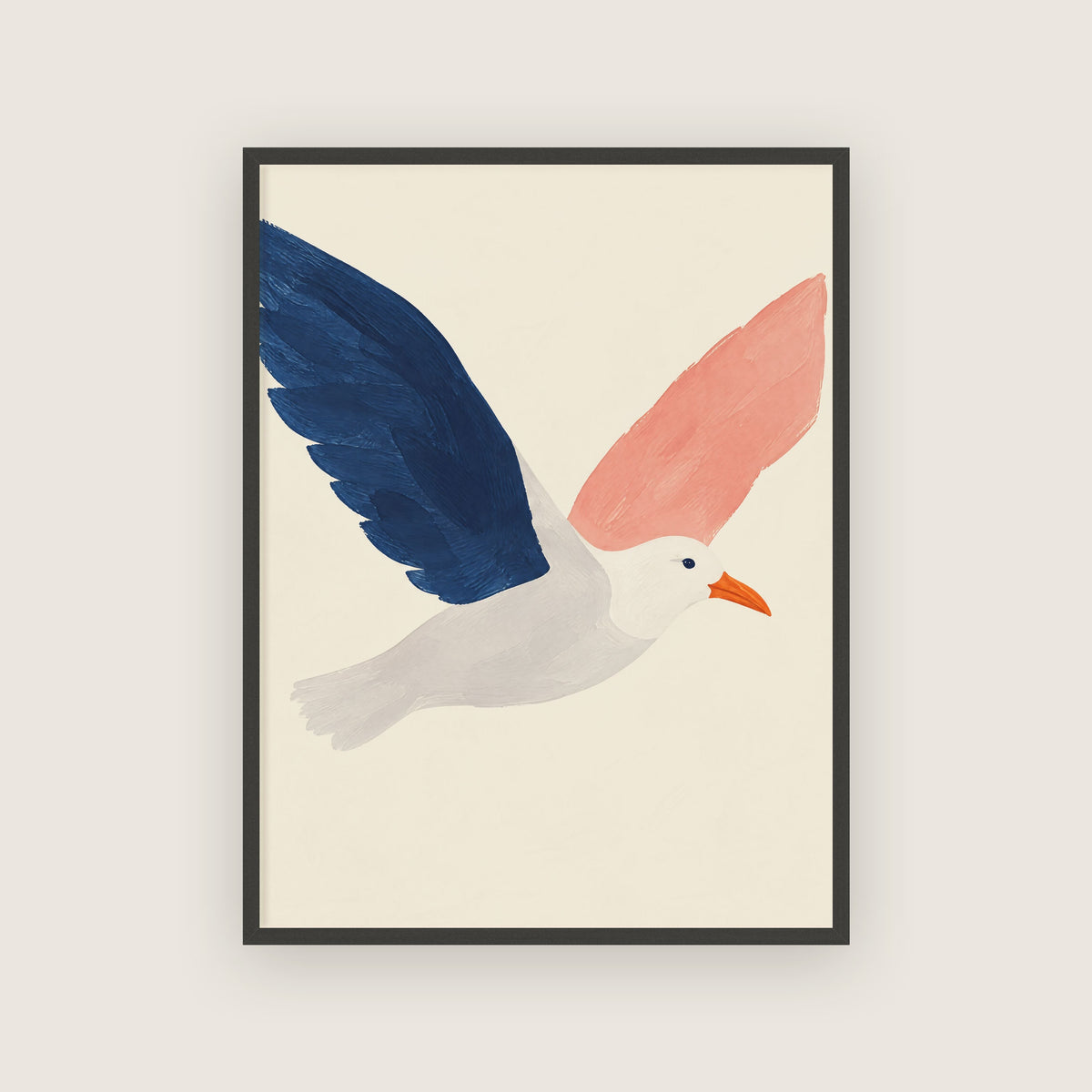Lettre à Lisbonne – Affiche mouette bleu marine et rose