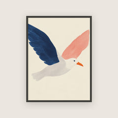 Lettre à Lisbonne – Affiche mouette bleu marine et rose