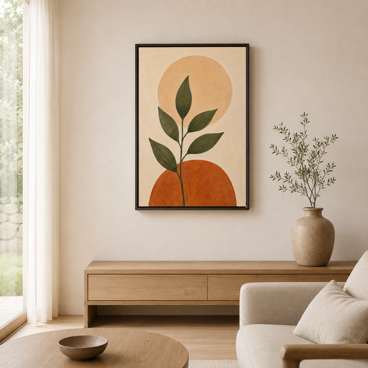 L'Équilibre Végétal – Tableau Abstrait Terracotta