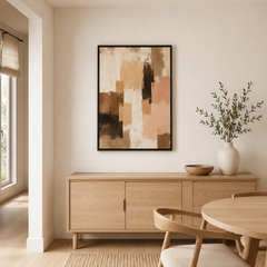 Bois et crème – Tableau abstrait aux tons naturels