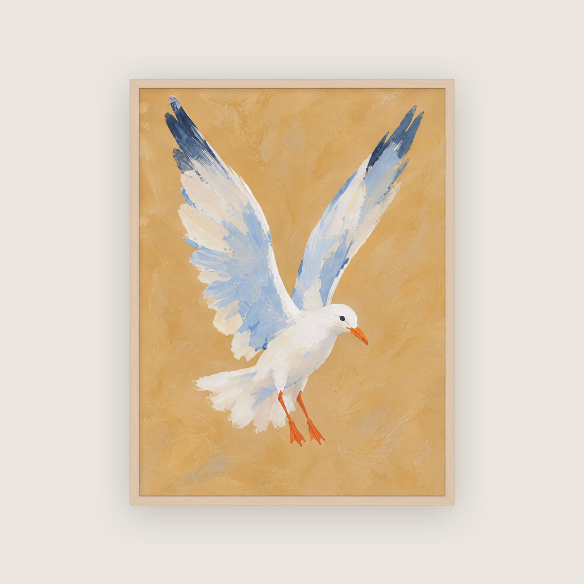Nos étés – Affiche bord de mer ocre et bleu