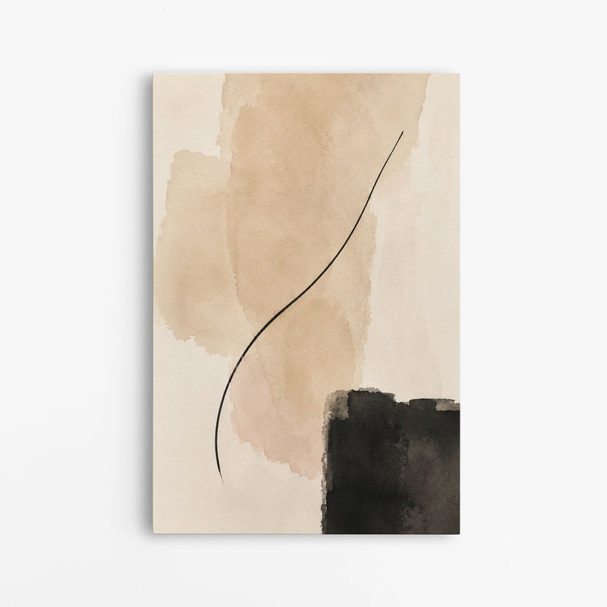 Courbe de sable – Tableau abstrait minimaliste beige et noir