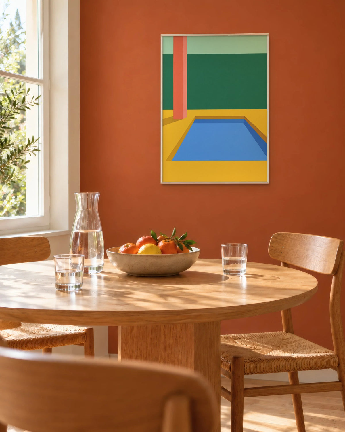 Patio – Affiche piscine jaune et bleu