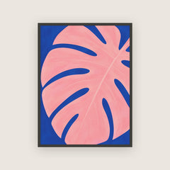 Pavane – Affiche monstera rose et bleu