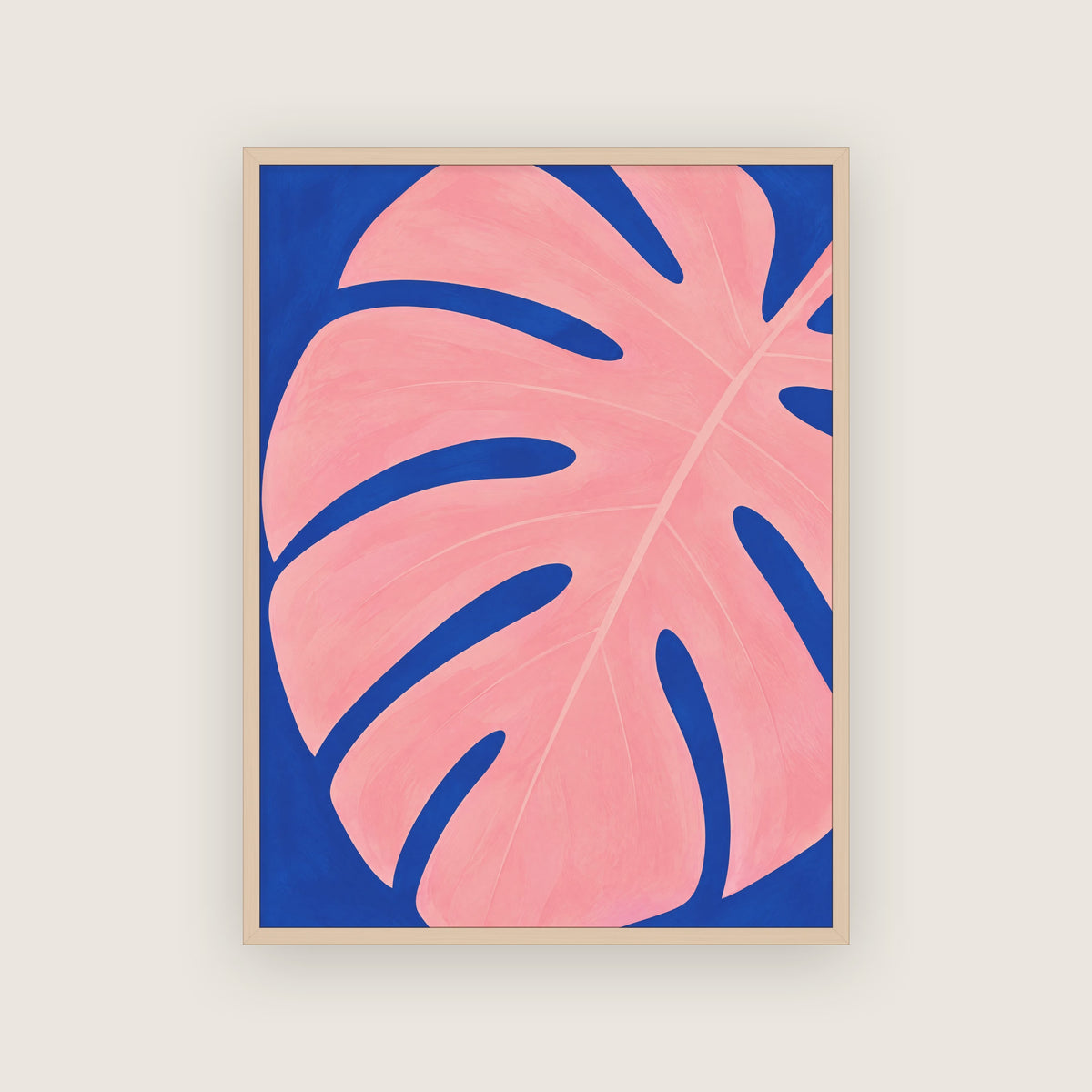 Pavane – Affiche monstera rose et bleu