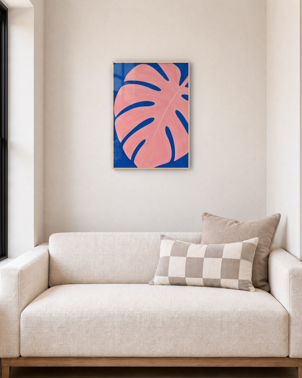 Pavane – Affiche monstera rose et bleu
