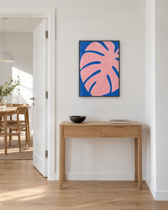 Pavane – Affiche monstera rose et bleu