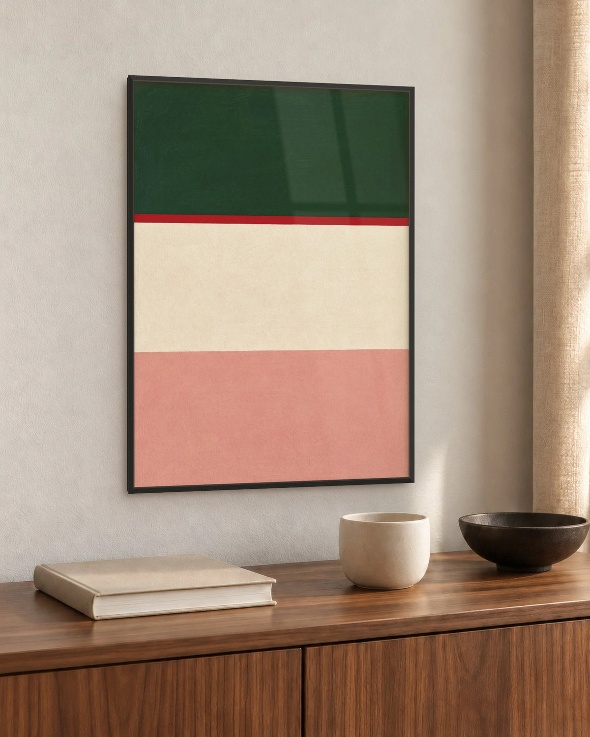 Pavillon – Affiche rayures vert et rose