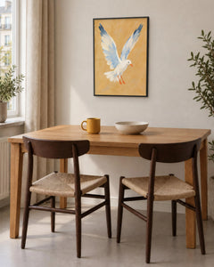Nos étés – Affiche bord de mer ocre et bleu