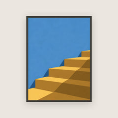 Quatorze heures – Affiche escalier jaune et bleu