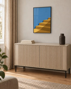 Quatorze heures – Affiche escalier jaune et bleu