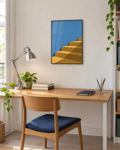 Quatorze heures – Affiche escalier jaune et bleu