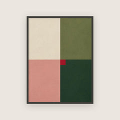 Quatre saisons – Affiche géométrique vert olive et rose