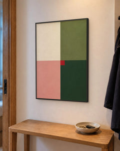 Quatre saisons – Affiche géométrique vert olive et rose