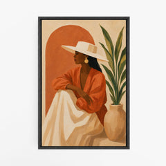 L'Ombre Douce – Tableau Femme aux Tons Terracotta