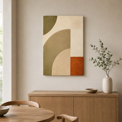 Lignes de sable – Tableau géométrique abstrait terracotta