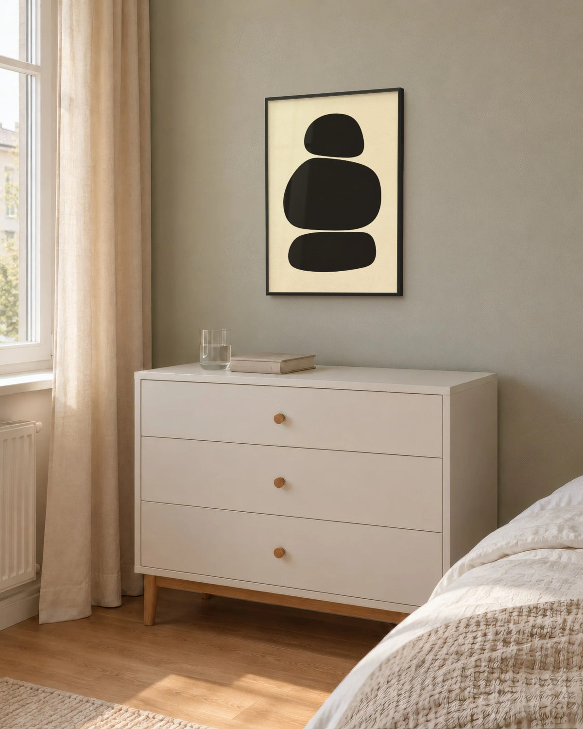 Lagom – Affiche galets noir et crème