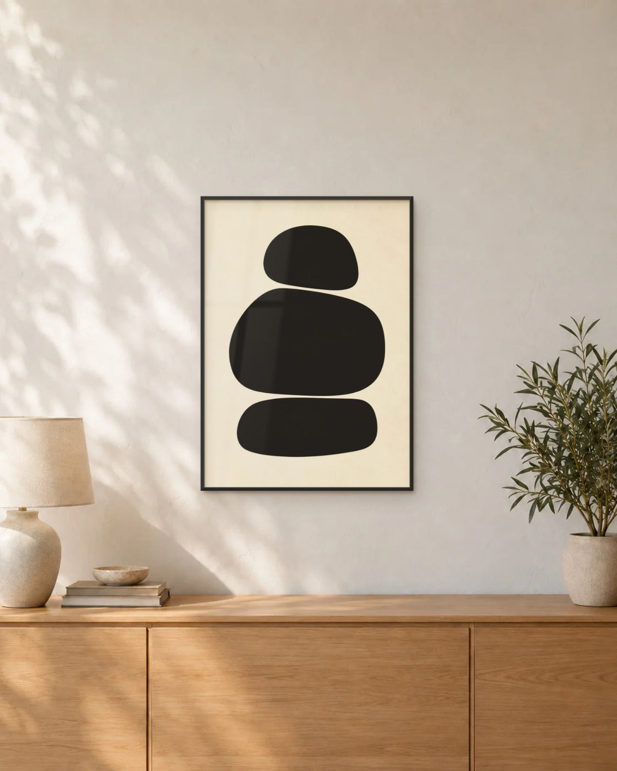 Lagom – Affiche galets noir et crème
