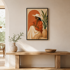 L'Ombre Douce – Tableau Femme aux Tons Terracotta