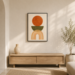 Équilibre Solaire – Tableau Abstrait Terracotta et Beige