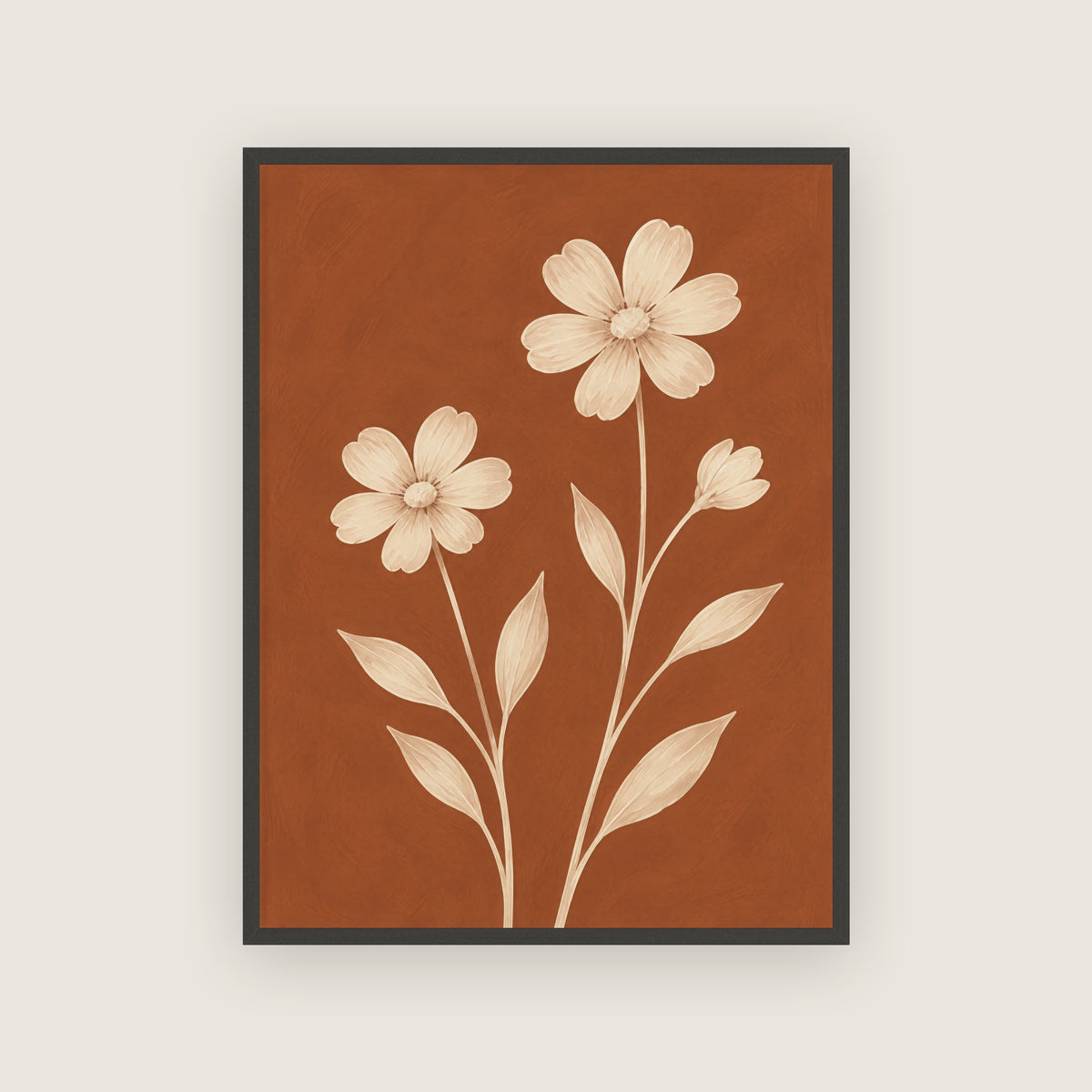 Tomette – Affiche fleurs terracotta