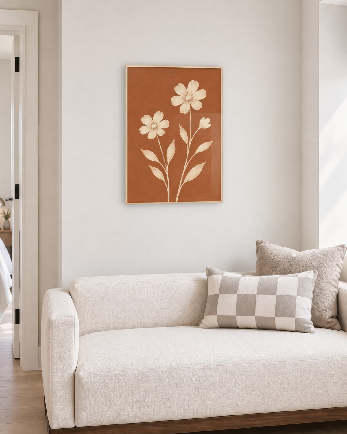 Tomette – Affiche fleurs terracotta