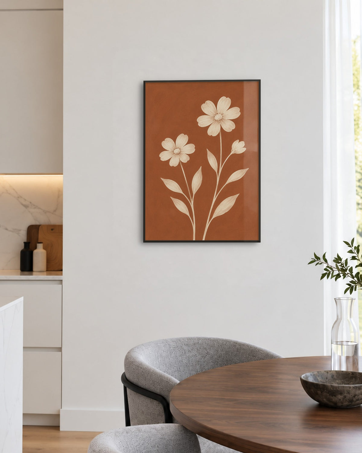 Tomette – Affiche fleurs terracotta