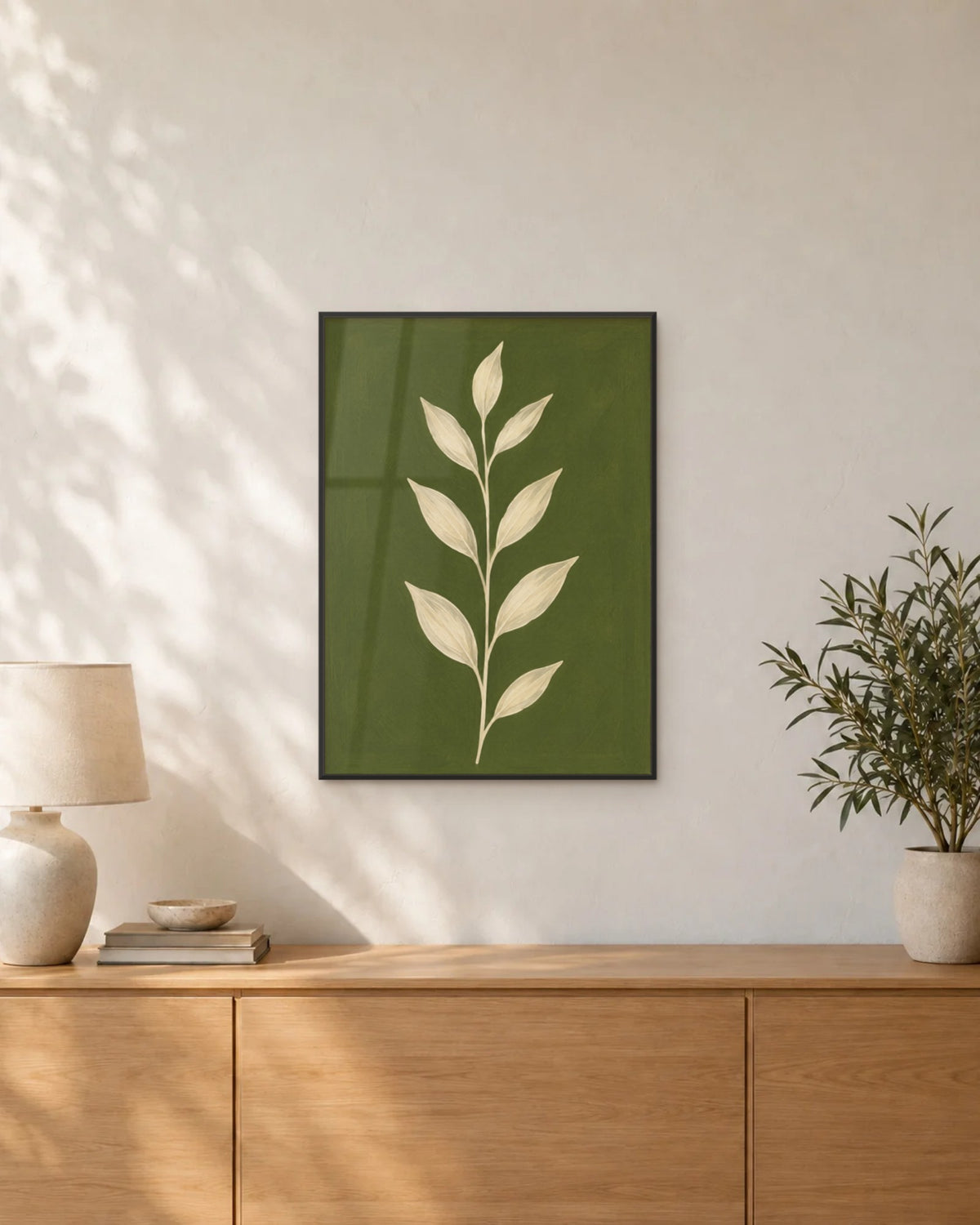 Toscane – Affiche branche vert olive