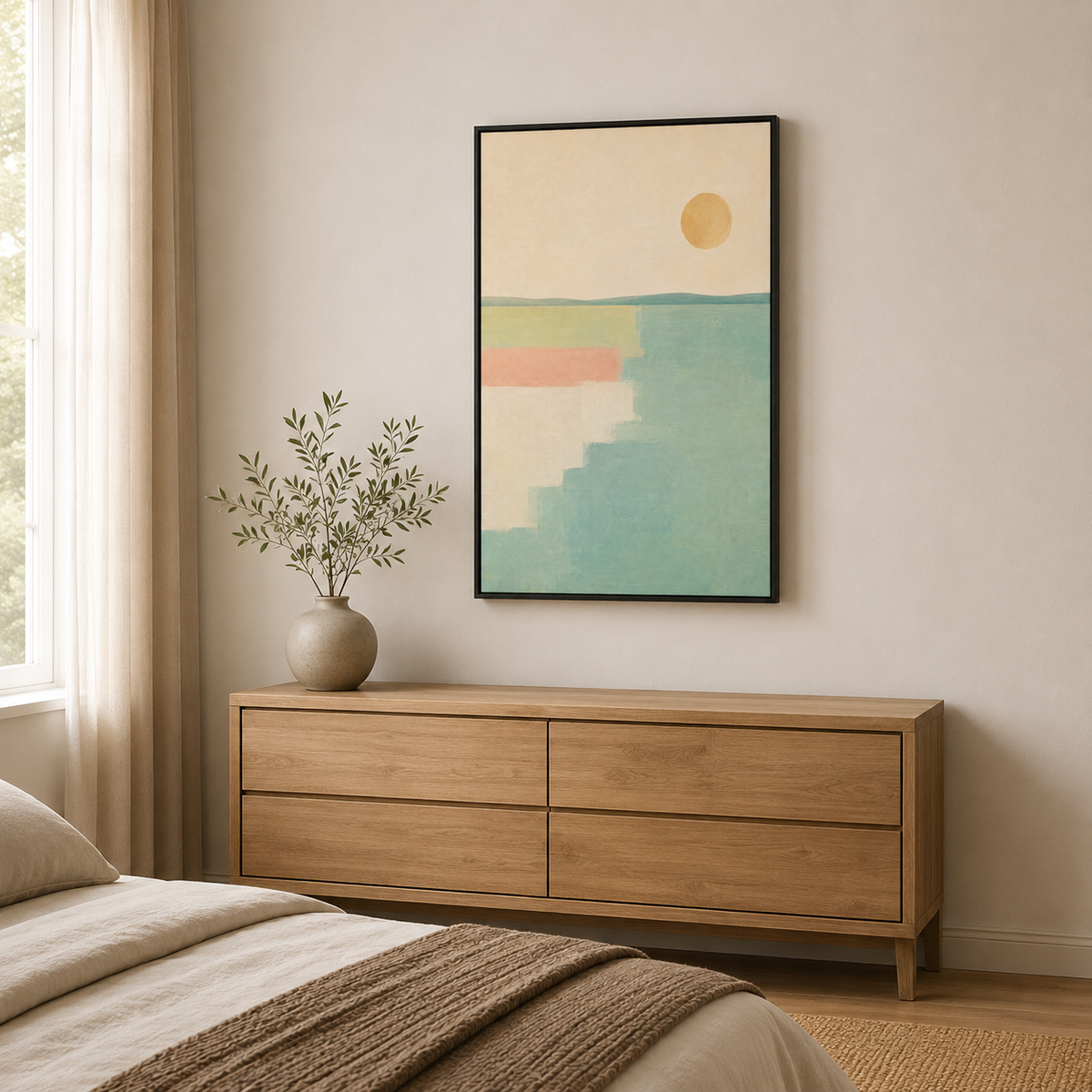 Rivage pastel – Tableau paysage abstrait minimaliste