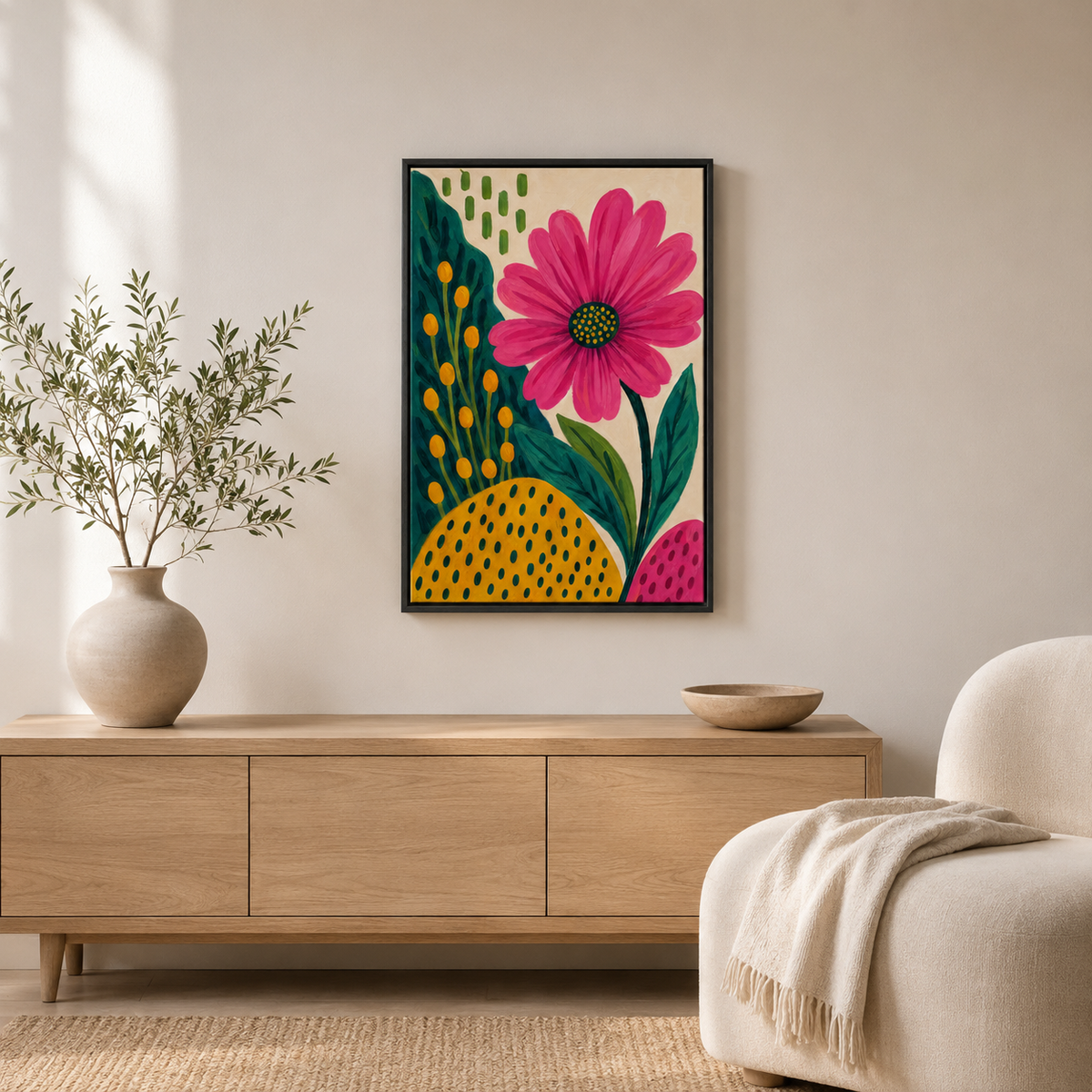 Lumière Végétale – Tableau Floral Rose