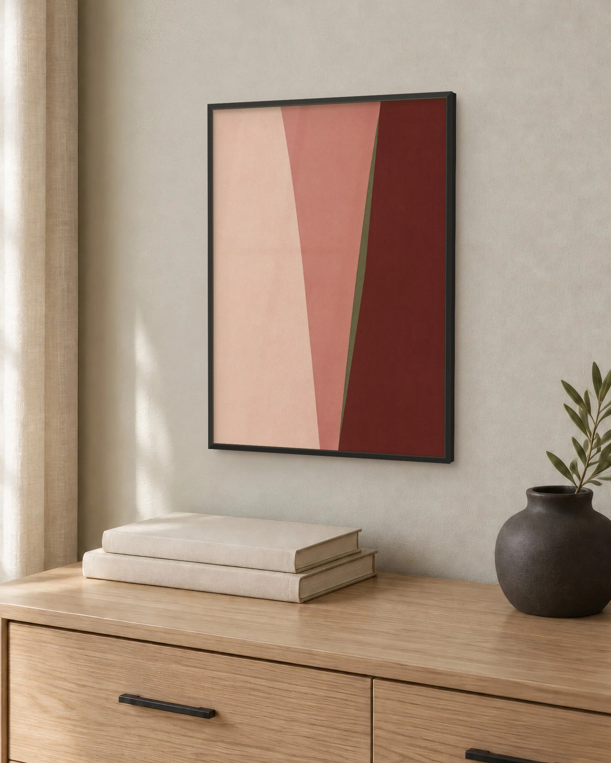 Velours – Affiche abstraite bordeaux et rose