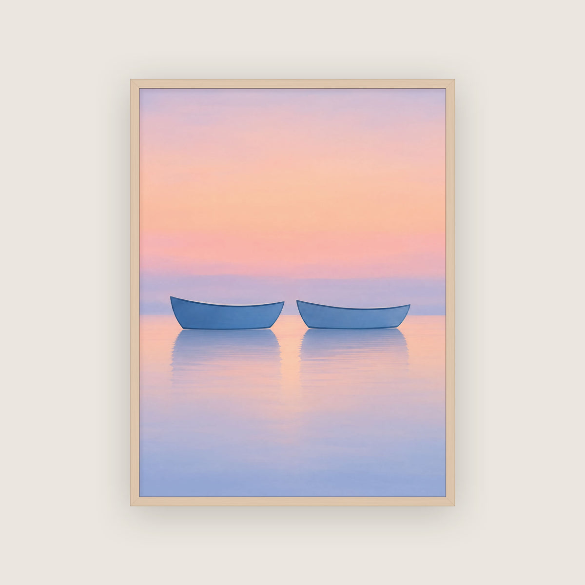 Vers Capri – Affiche barques rose et bleu