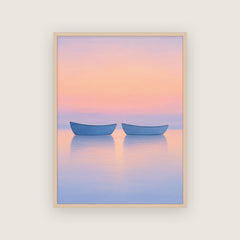 Vers Capri – Affiche barques rose et bleu
