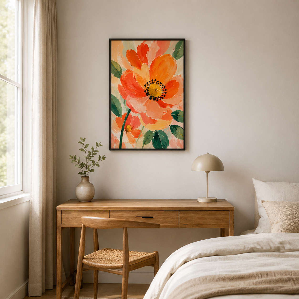 Le moment jardin – Tableau grandes fleurs oranges