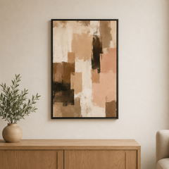 Bois et crème – Tableau abstrait aux tons naturels