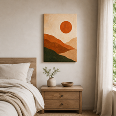 L'Heure Chaude – Tableau Abstrait Paysage Terracotta