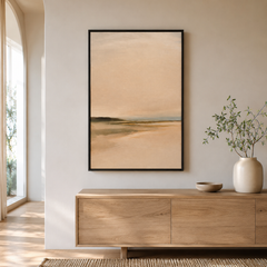 Plaine d'aube – Tableau paysage abstrait tons beiges