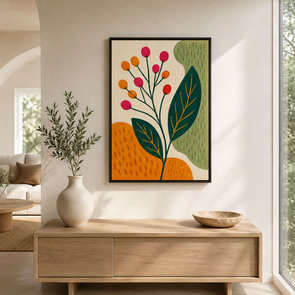 Lumière de Printemps – Tableau Fleurs et Formes Abstraites