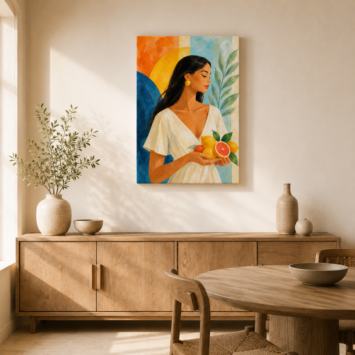 Un Matin au Sud – Tableau Femme et Fruits