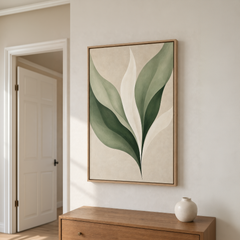Sève – Tableau botanique feuilles vert sauge et beige