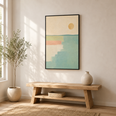 Rivage pastel – Tableau paysage abstrait minimaliste